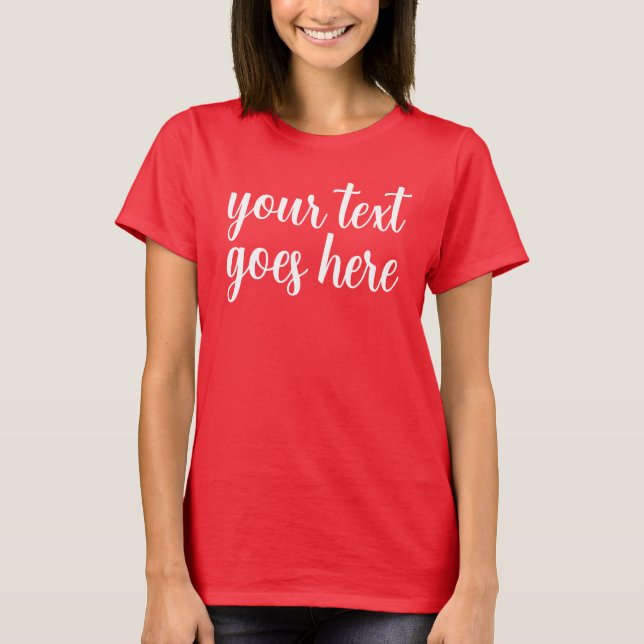 Manus Text Kvinnors Djupröda Anpassad Mall Namn T Shirt (Framsida)