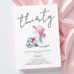 Manus Western Cowgirl 30-års födelsedagsfest Inbjudningar