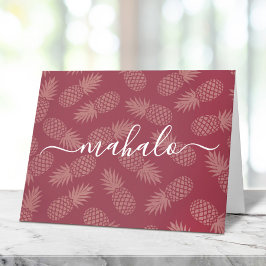manuset Mahalo ro tropiska ananas rosa mönster Tack Kort