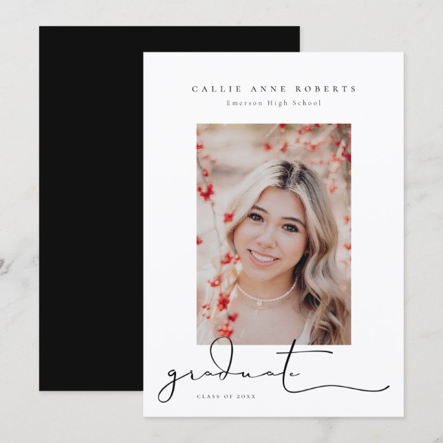 Manusförfattad Snapshot-avgångsfotoannonsering Meddelande (Fram/baksida)