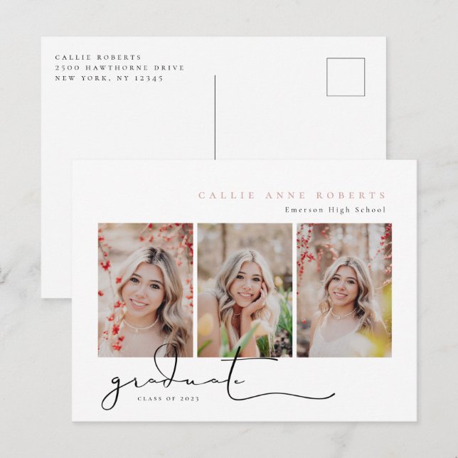 Manusförfattade ögonblicksbilds foton Examen Annon Vykort (Fram/baksida)