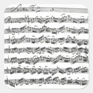 Manuskript för det Bach violoncellföljet kvadrer Fyrkantigt Klistermärke