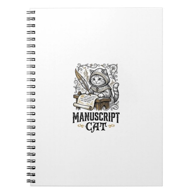 Manuskript Katt Katt Medeltida Manuskript Vintage  Anteckningsbok (Framsidan)