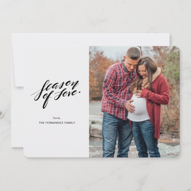 manuskriptsäsongen för kärlek-fotokort julkort (Framsida)