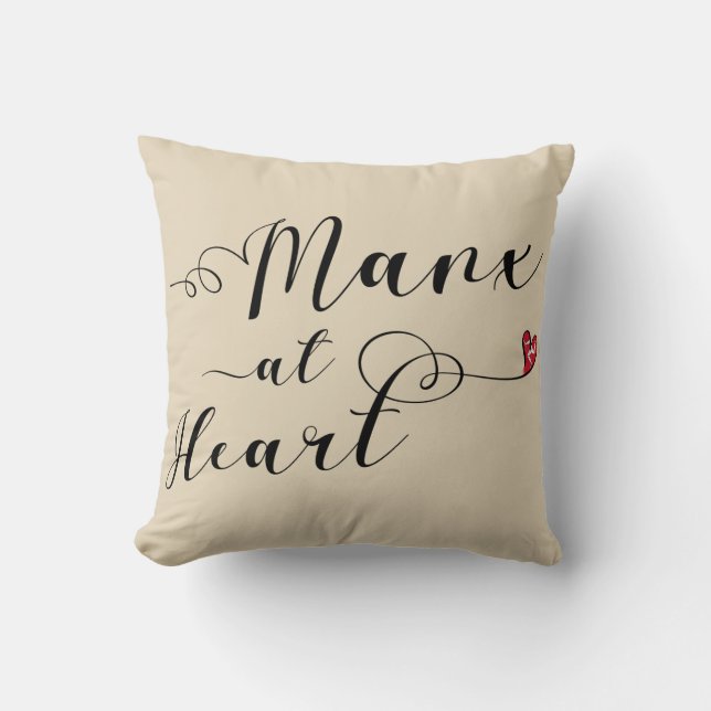 Manx at Heart Throw Cushion, Isle of Man Kudde (Framsida)