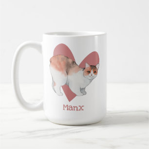Manx Cat Watercolor Kattunge Rosa Heart Kaffemugg