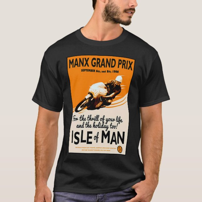 Manx Grand Prix Motorcle Tävla Print T Shirt (Framsida)