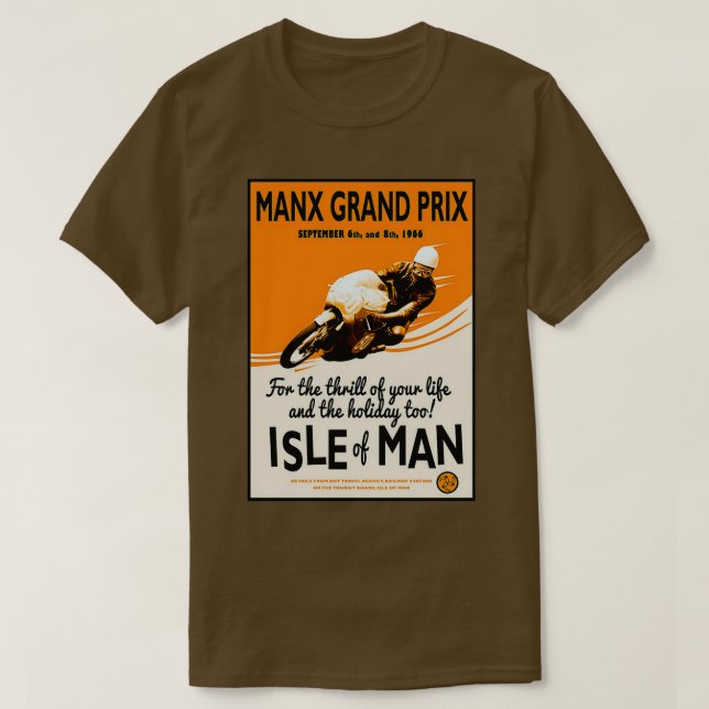 MANX GRAND PRIX-Tävla för motorcykel Skriv ut T Shirt (Design framsida)