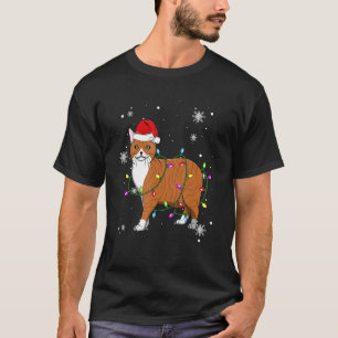 Manx-katt julbelysning julkatten Santa hatt T Shirt