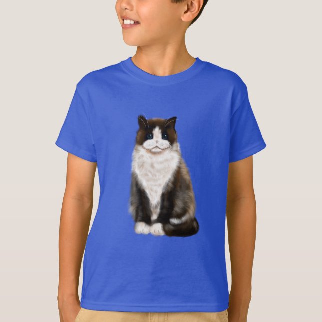 manxkatt bi-färg t shirt (Framsida)