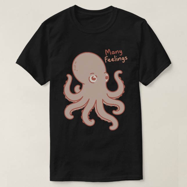 Many Feelings Cute Octopus Illustration T Shirt (Design framsida)