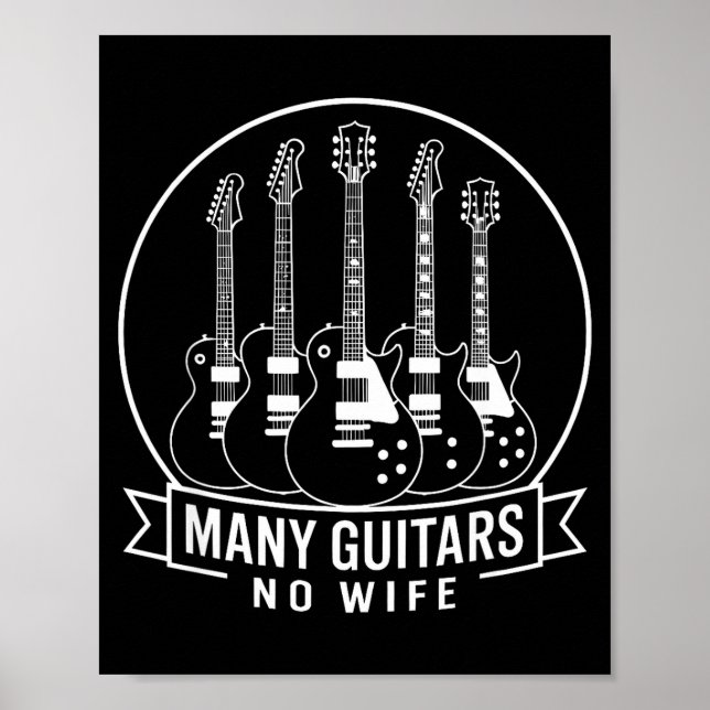 Many Guitars One Wife Funny For Men Women  Poster (Framsidan)