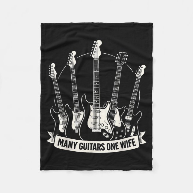Many Guitars One Wife Funny Musician Guitarist Hum Fleecefilt (Framsidan)