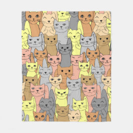 Many Yellow Cats Design Fleece Blanket