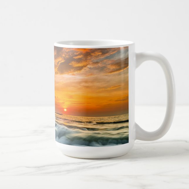 Manyar strand på soluppgången kaffemugg (Höger)