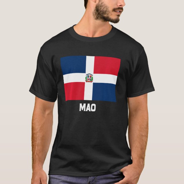 Mao Dominikanska republiken Flagga Emblem Escudo V T Shirt (Framsida)