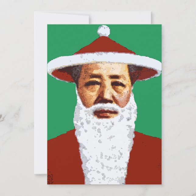 Mao God jul Chinese Pop Art Jultomten Inbjudningar (Framsida)