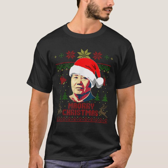 Mao Zedong Funny jul T Shirt (Framsida)