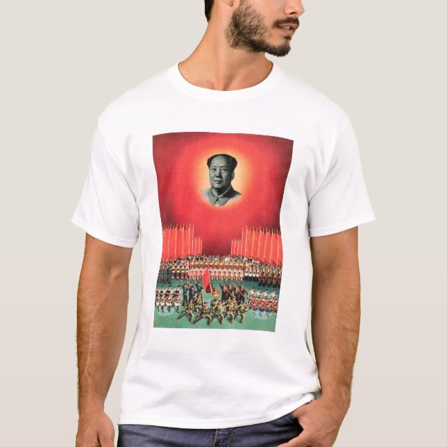 Mao Zedong "Öster är röd" 1965 China Propaganda T Shirt (Framsida)