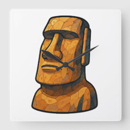 Maoi Stoic Statue Fyrkantig Klocka