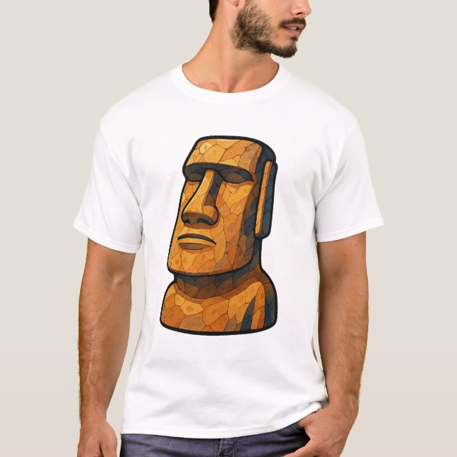 Maoi Stoic Statue T Shirt (Framsida)