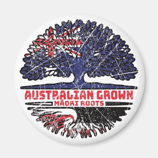 Maori Australian Träd Roots Flagga Magnet (Framsidan)