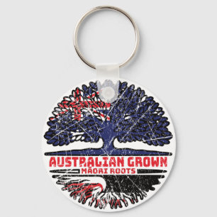 Maori Australian Träd Roots Flagga Nyckelring