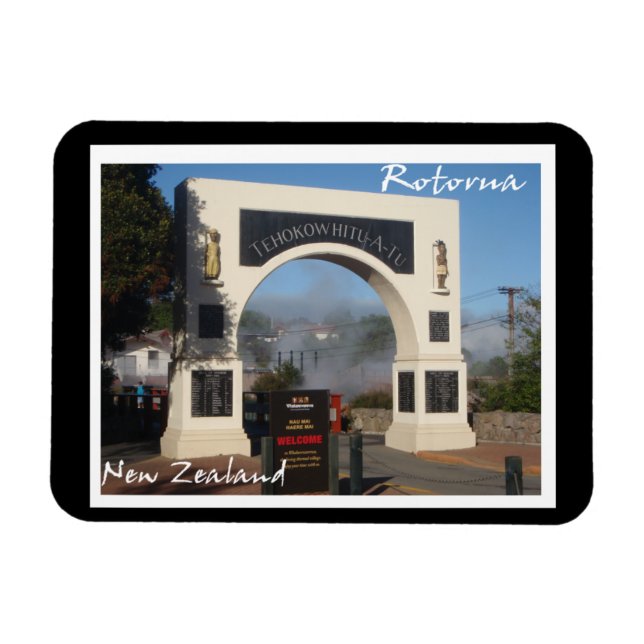 Maori-byn Rotorua, New Zealand magnet (Horisontell)