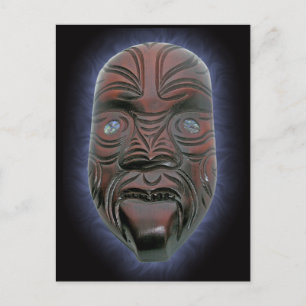 Maori Carved Mask - vykort