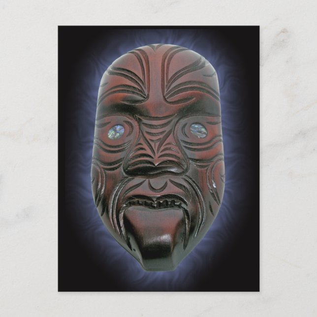 Maori Carved Mask - vykort (Framsida)