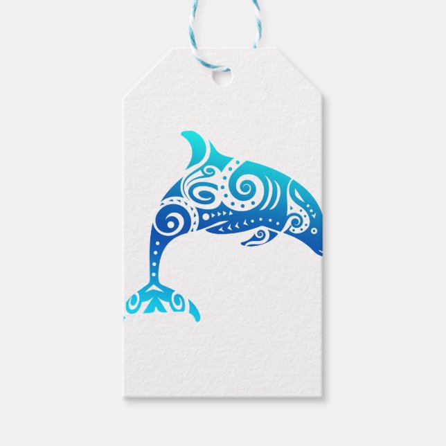 Maori Dolphin Polynesian Tribal Tattoo Gift Idea Presentetikett (Framsidan)