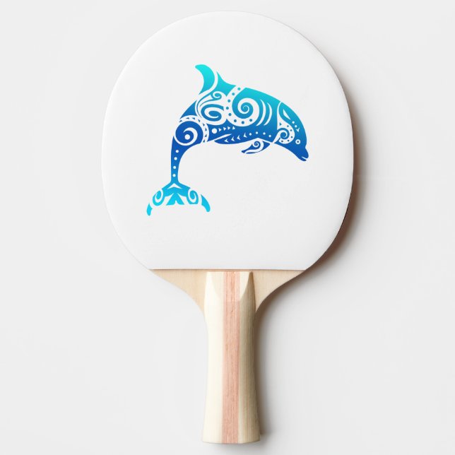 Maori Dolphin Polynesien Tribal Tattoo Gift Idea Pingisracket (Framsidan)