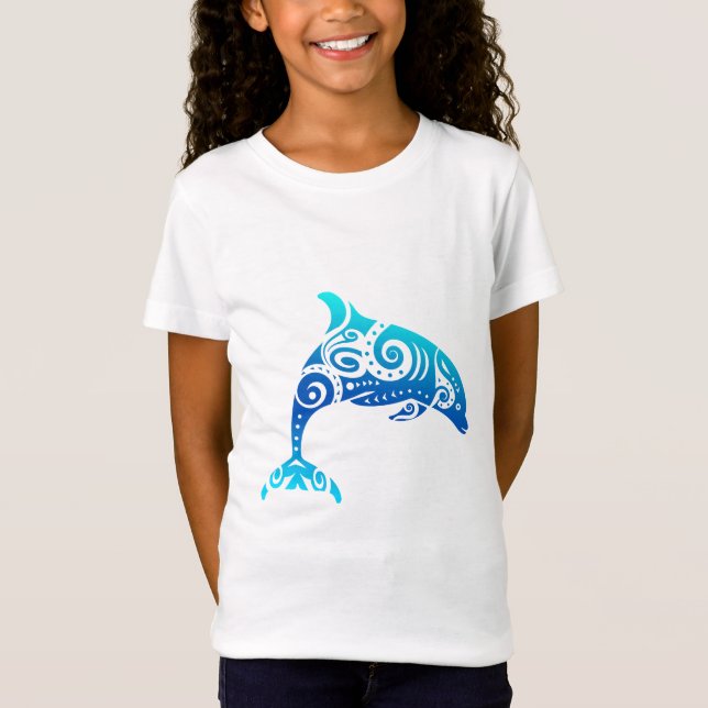 Maori Dolphin Polynesien Tribal Tattoo Gift Idea T Shirt (Framsida)