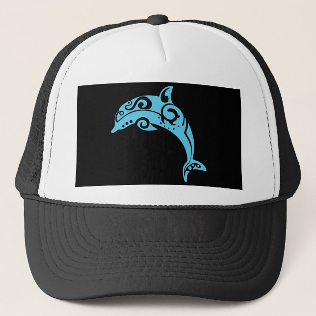 Maori Dolphin Tribal Tattoo Blue - Gift Idea Keps (Framsida)
