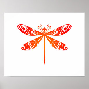 Maori Dragonfly Polynesien Tribal Tattoo Gift Idea Poster