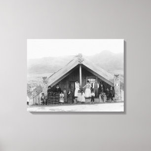 Maori familj hemmastadda PhotographNew Själland Canvastryck
