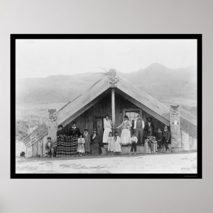 Maori familj nyazeeländsk 1917 poster