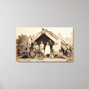 Maori Family, Nya Zeeland, c.1880s (albumen print) Canvastryck