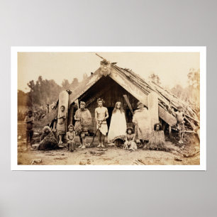 Maori Family, Nya Zeeland, c.1880s (albumen print) Poster