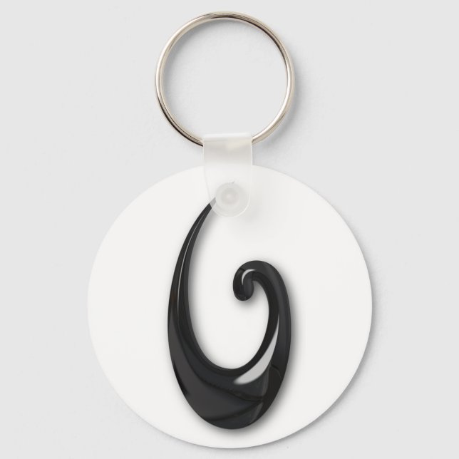 Maori-Fish Krok-obsidian Nyckelring (Framsida)