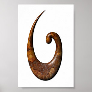 Maori Fish Krok - Rust Poster