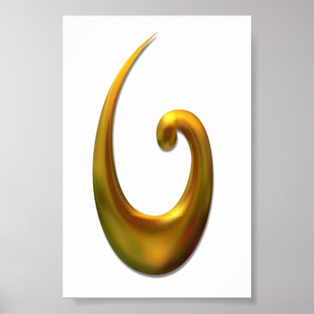 Maori Fisk Krok - Guld Poster (Framsidan)