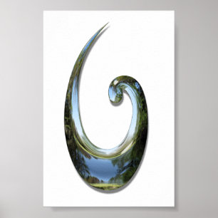 Maori fiskkrok - krom poster