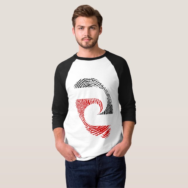 Maori flagga fingeravtryck t shirt (Hel framsida)