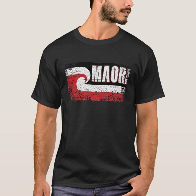 Maori Flagga Nya Zeeland Flagga T Shirt (Framsida)
