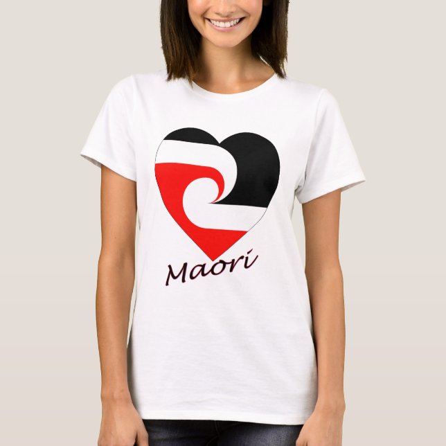 Maori flaggahjärta tee shirt (Framsida)
