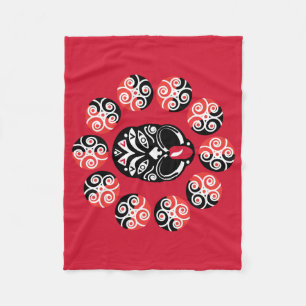 Maori Haka Nya Zeeland Ursprunglig konst Dek Fleecefilt