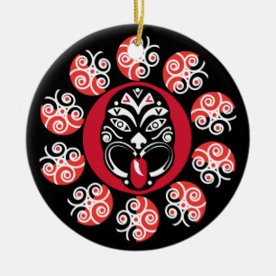 Maori Haka Nya Zeeland Ursprunglig konst Dek Julgransprydnad Keramik