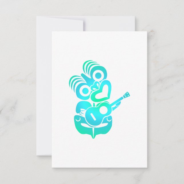 Maori Hei Tiki Ukulelemusik - gåvaidé Tack Kort (Framsida)