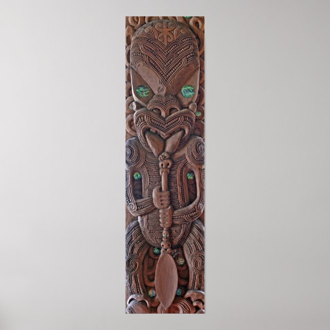 Maori Kahungunu Carving Print Poster (Framsidan)